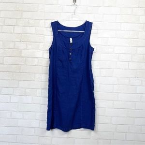 Maeve Anthropologie Blue 100% linen Tank Dress